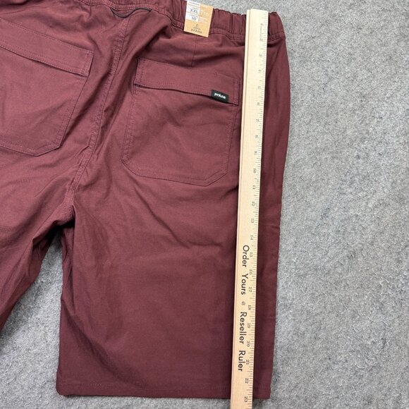 prAna Stretch Zion E-Waist Short II Men 2XL Maroon Red Hybrid Belted 10" Cargo - Picture 12 of 15